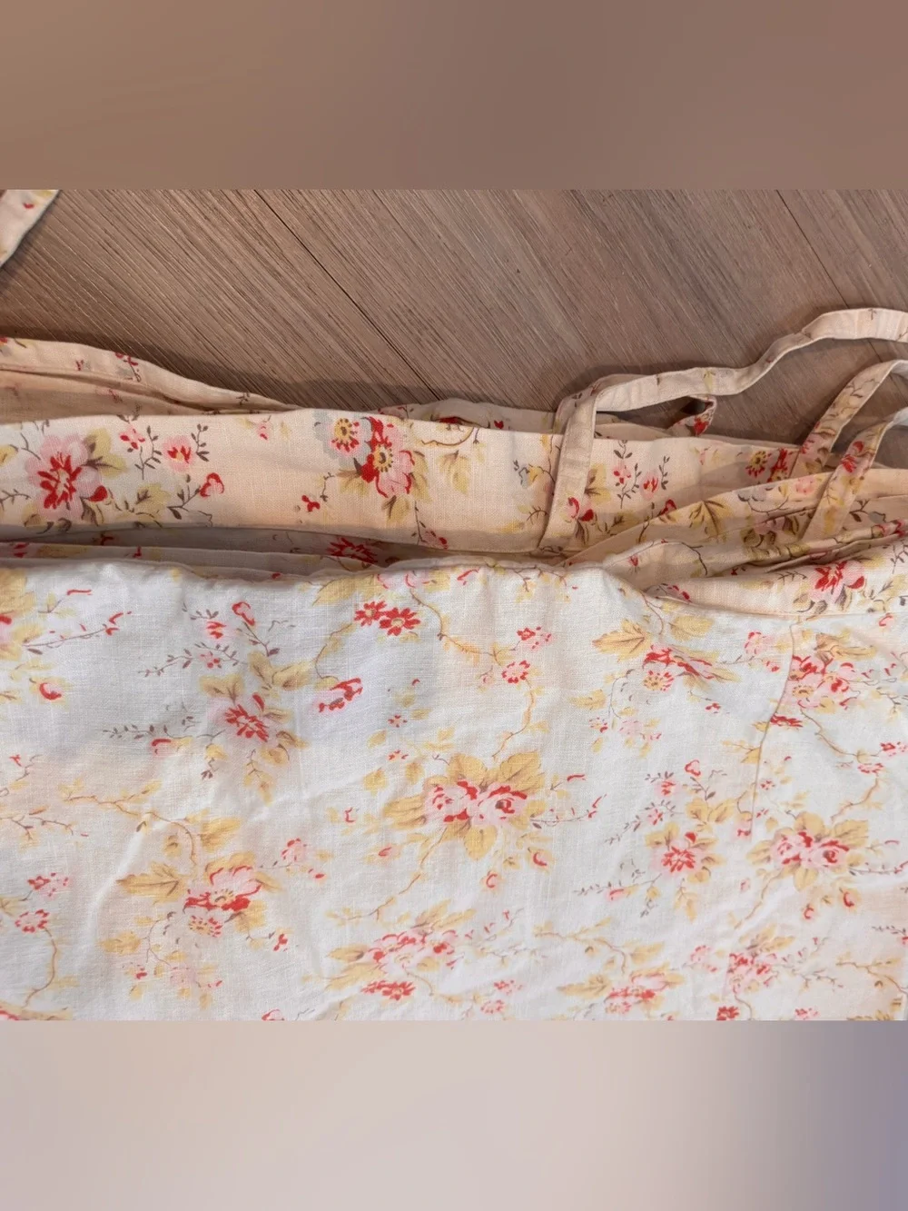 Vintage Pottery Barn King Beige and Pink Floral Duvet Set
